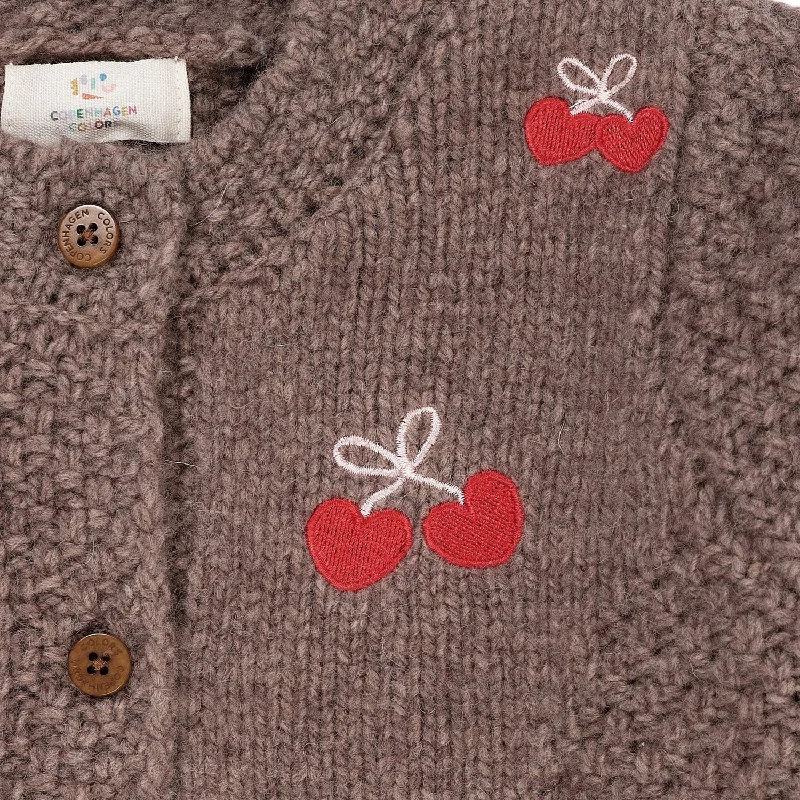 Copenhagen Colors Natural Melange Lambwool Cardigan W. Bow Emb