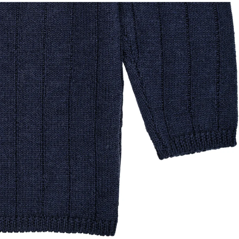 Copenhagen Colors Navy Merino Knitted Cardigan W. Wide Rib