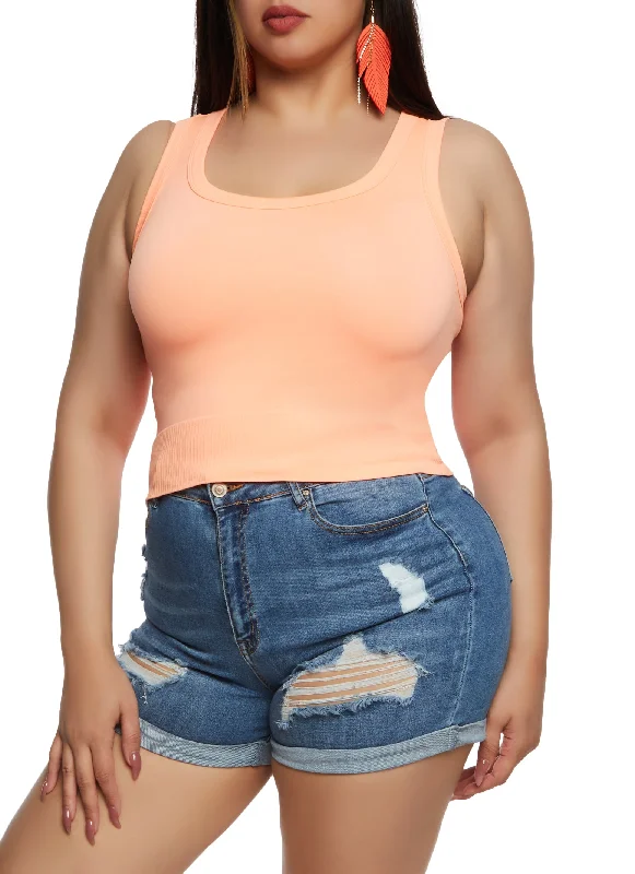 Plus Size Seamless Scoop Neck Tank Top