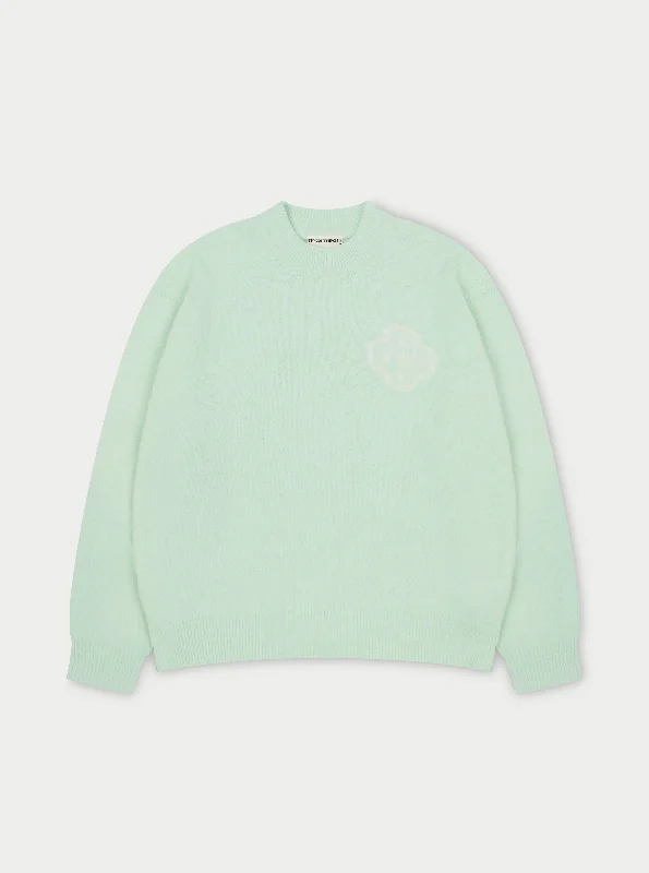 FLUFFY EMBLEM KNITTED CREW - MINT