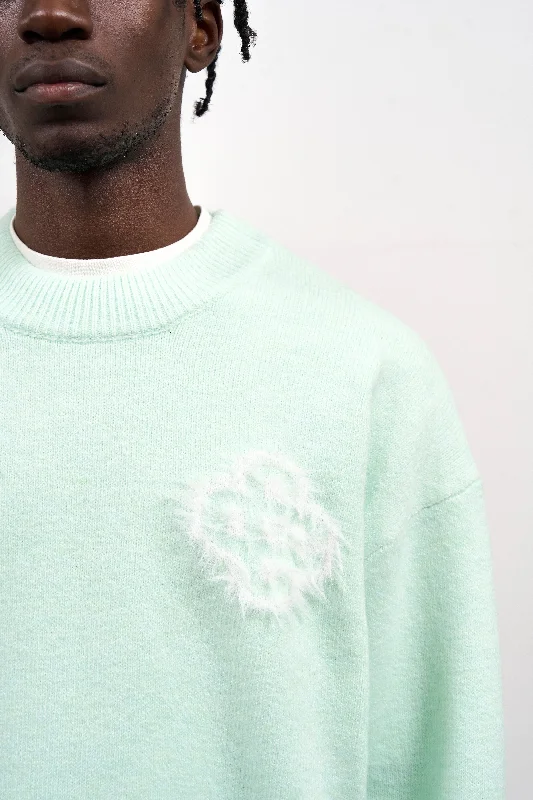 FLUFFY EMBLEM KNITTED CREW - MINT