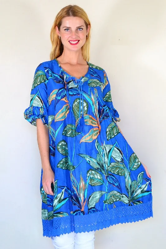 Hannah Boho Blue Tunic Dress