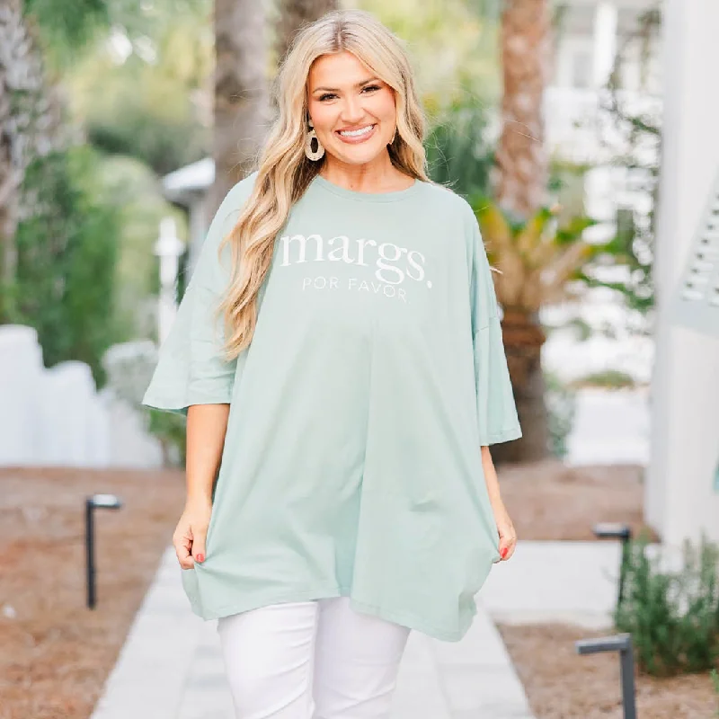 In Need Of A Marg Boyfriend Tee, Dusty Green