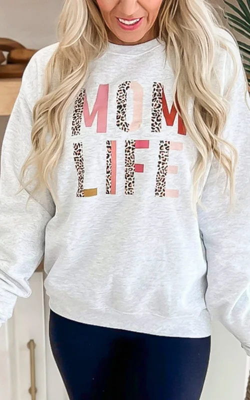 MOM LIFE Graphic Crewneck Sweatshirt