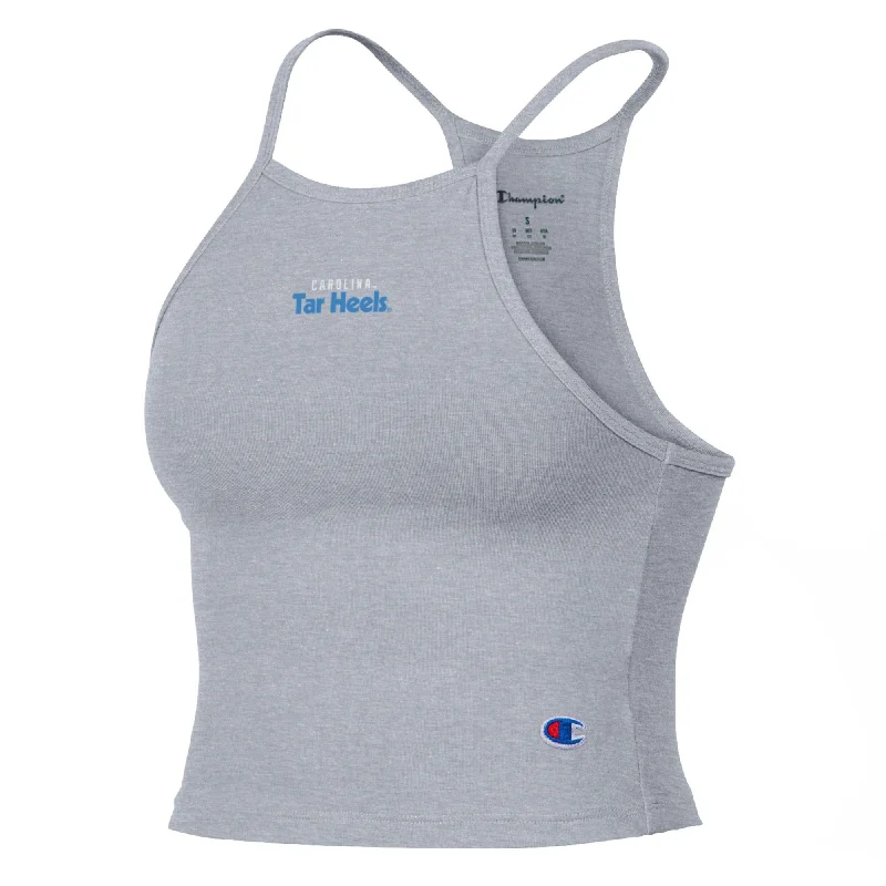 North Carolina Tar Heels Cropped Halter Tank Top in Grey - LIMITED EDITION