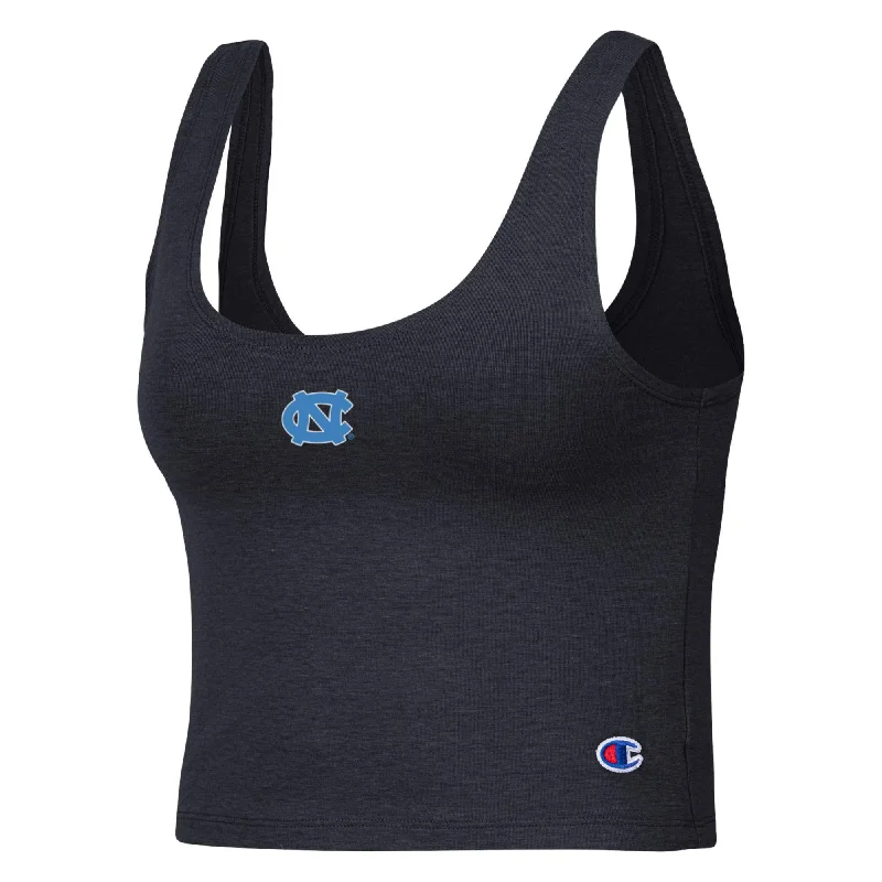 North Carolina Tar Heels Scoop Neck Crop Tank Top in Black - Limited Edition