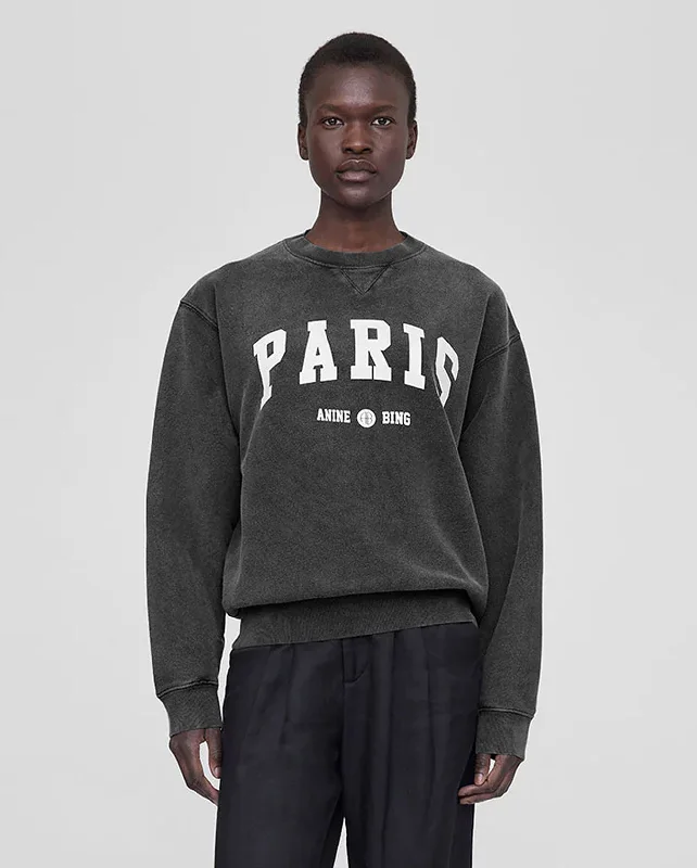 RAMONA SWEATSHIRT UNIVERSITY PARIS / WASHED BLACK