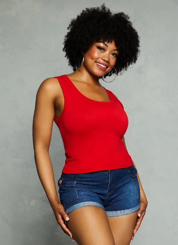 Plus Size Seamless Scoop Neck Tank Top