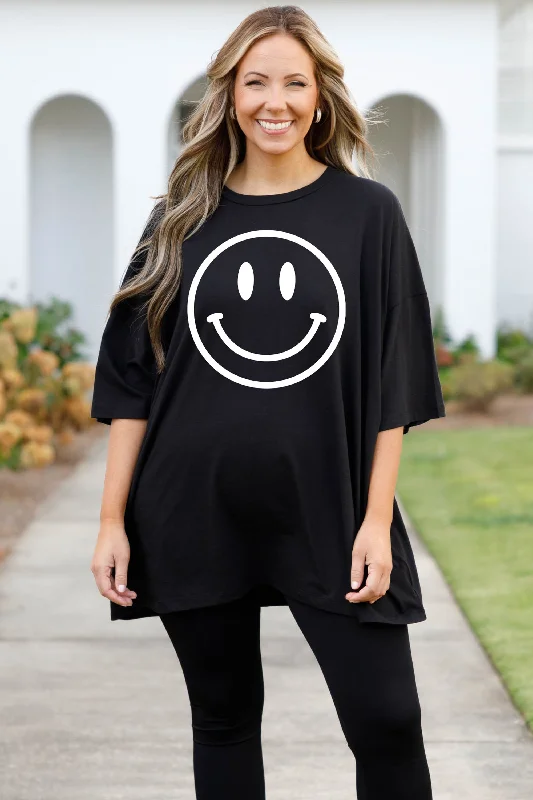 Remember To Smile Boyfriend Tee, Black