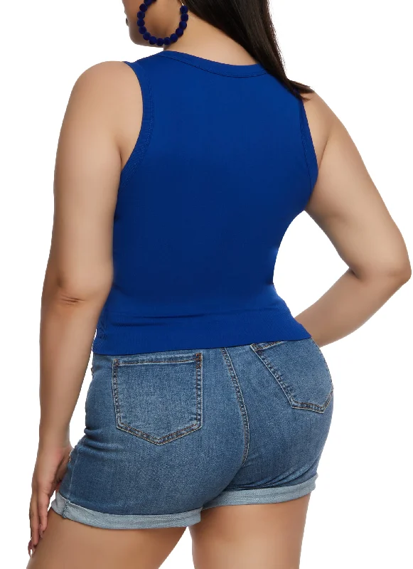 Plus Size Seamless Scoop Neck Tank Top