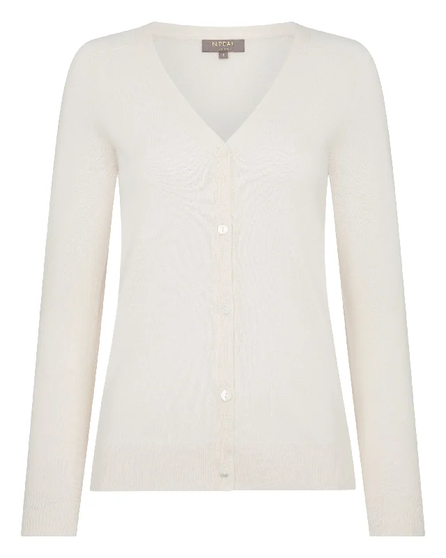 Women's Lara V Neck Cashmere Cardigan New Ivory White