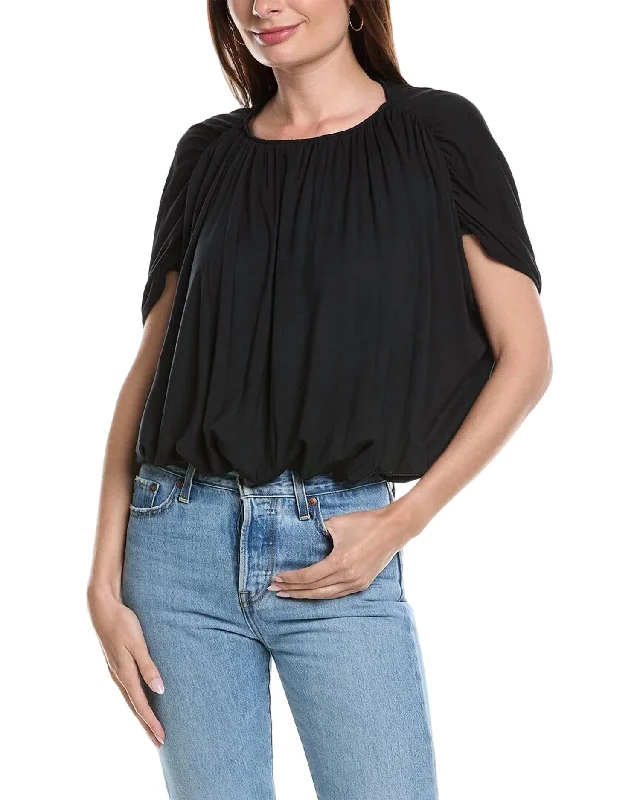 Carmen Short Sleeve Top In Black