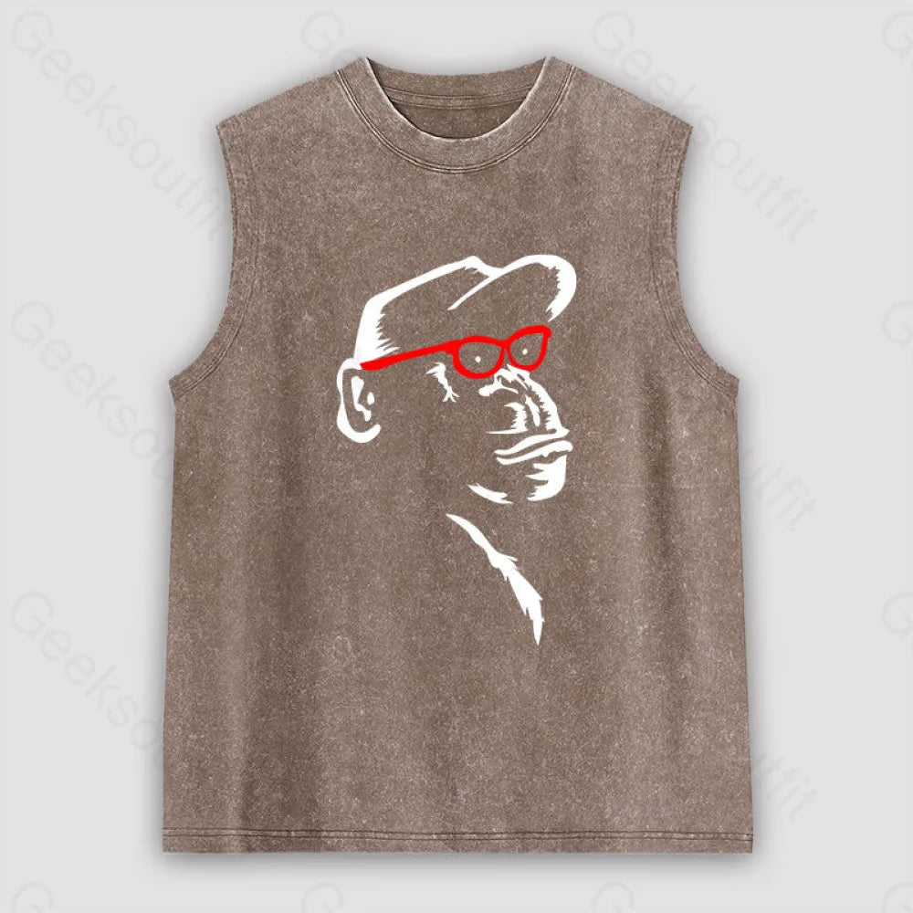 Monkey With Red Glasses Unisex Washed Tank