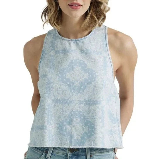 Wrangler Retro Women's Americana Cross Back Tank in Blue Bandana