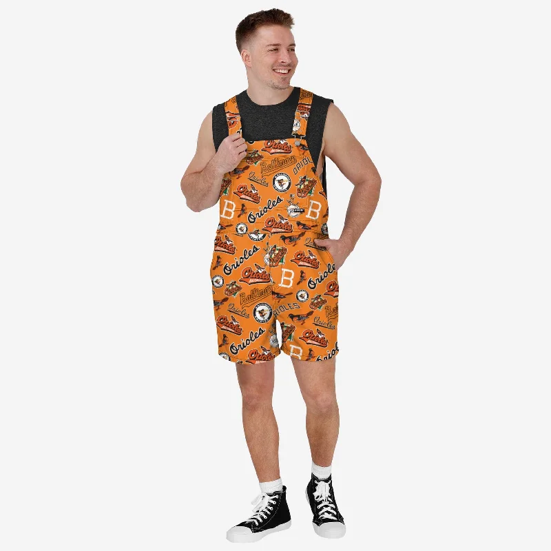 Baltimore Orioles Mens Historic Print Bib Shortalls