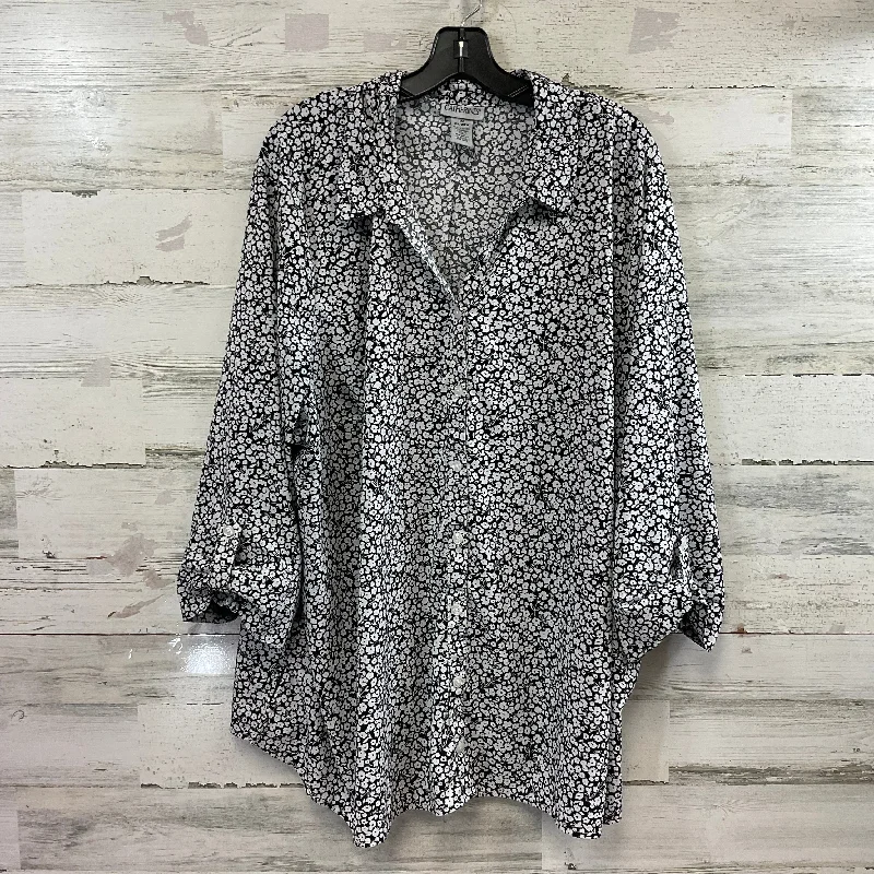 Blouse 3/4 Sleeve By Catherines In Black & White, Size: 3x