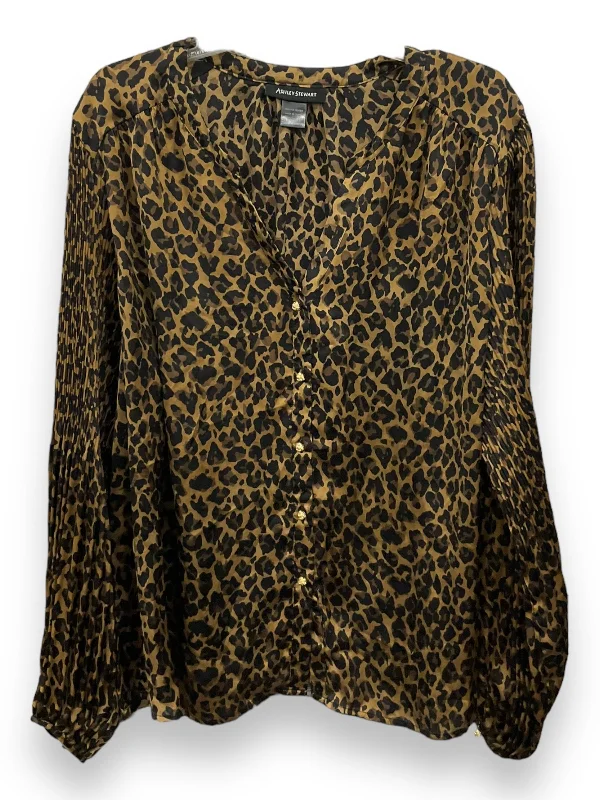 Blouse Long Sleeve By Ashley Stewart In Animal Print, Size: 3x