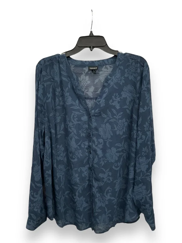 Blouse Long Sleeve By Torrid In Blue, Size: 2x