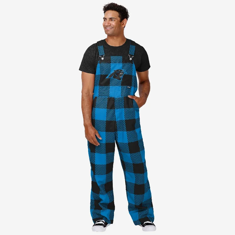 Carolina Panthers Mens Plaid Bib Overalls