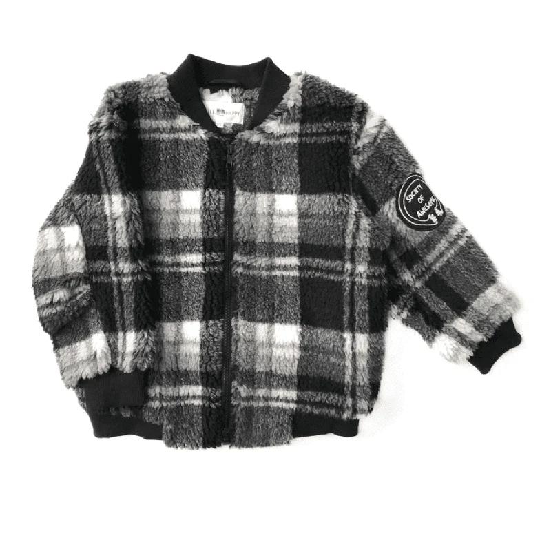 Checked Teddy Bomber Jacket