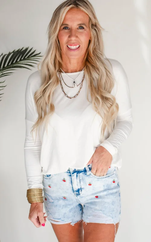 Cherry High Rise Distressed Denim Shorts (REG/CURVY) | Judy Blue - Final Sale