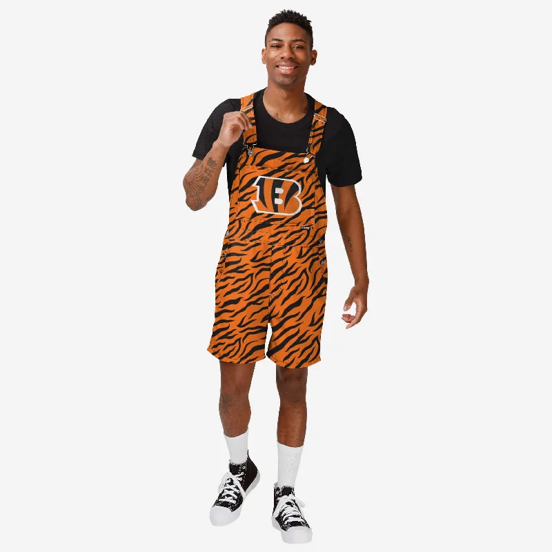 Cincinnati Bengals Mens Tiger Stripe Thematic Bib Shortalls