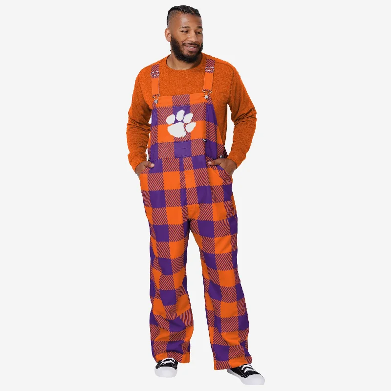 Clemson Tigers Mens Plaid Bib Overalls