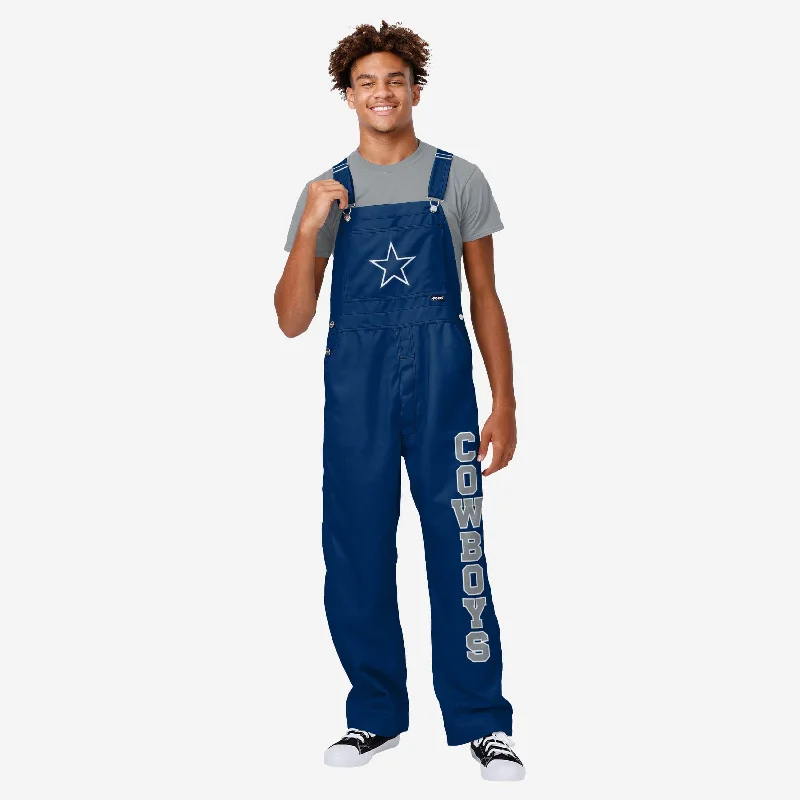 Dallas Cowboys Mens Solid Wordmark Bib Overalls