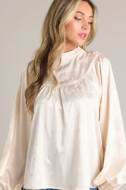 Deserving Praise Ivory Satin Top