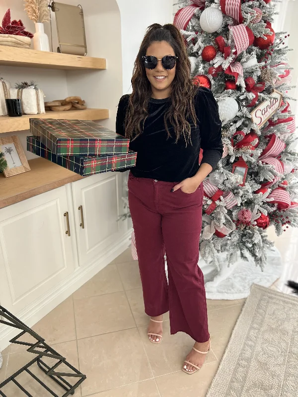 High Waist Burgundy Straight Denim Jeans | Judy Blue - Final Sale