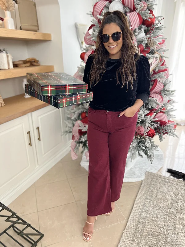 High Waist Burgundy Straight Denim Jeans | Judy Blue - Final Sale