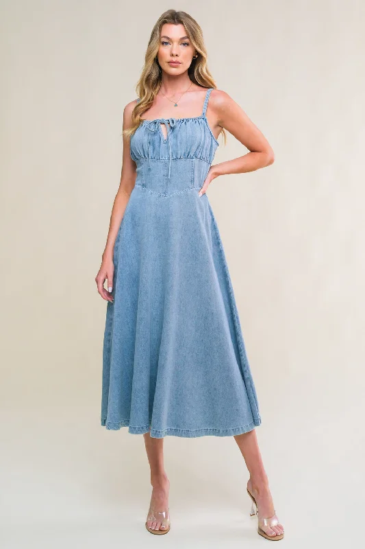 GORGEOUS ADORNMENT DENIM MINI DRESS