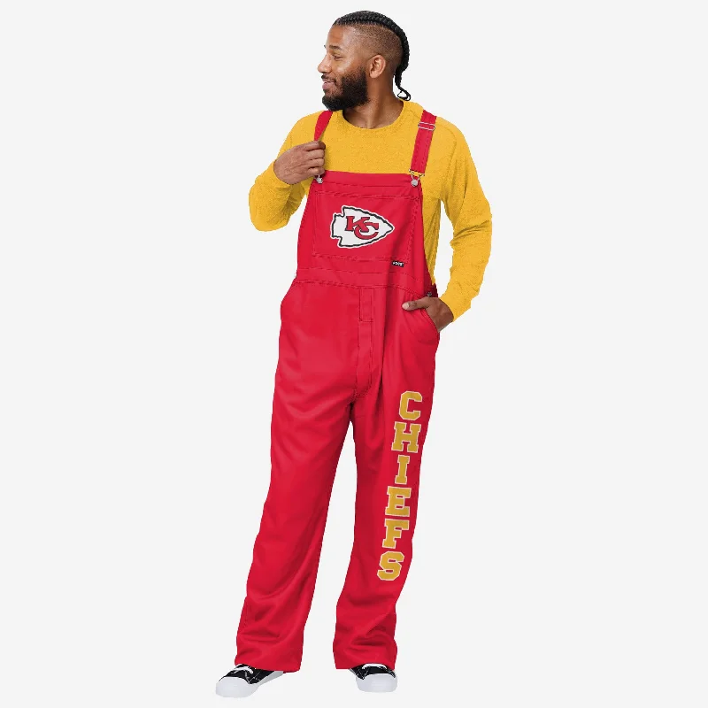 Kansas City Chiefs Mens Solid Wordmark Bib Overalls