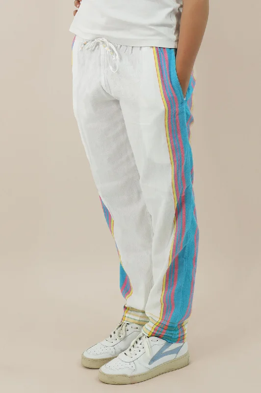 Unisex Kikoy Trousers | White/Turquoise