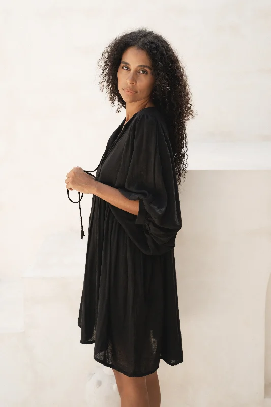 Kyra Mini Dress ~ Black Gauze