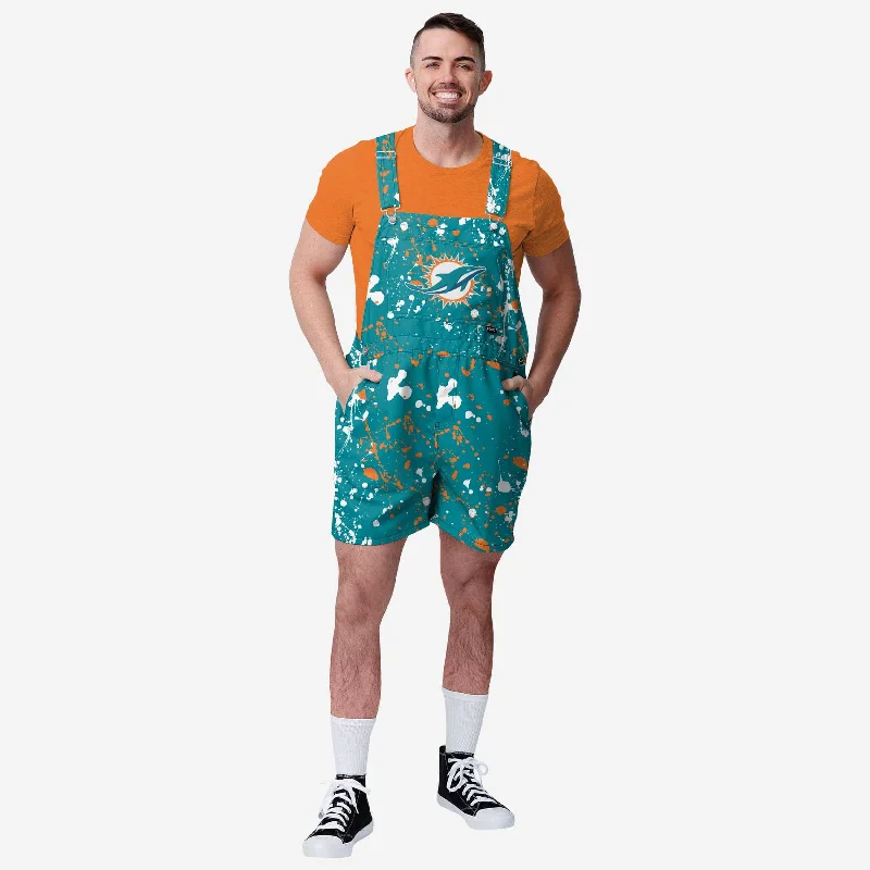 Miami Dolphins Mens Paint Splatter Bib Shortalls