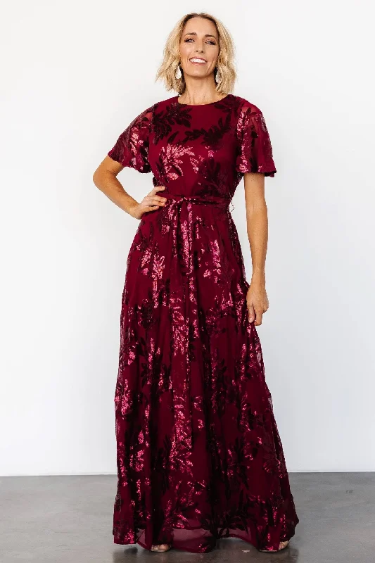 Muse Sequin Maxi Dress | Wine