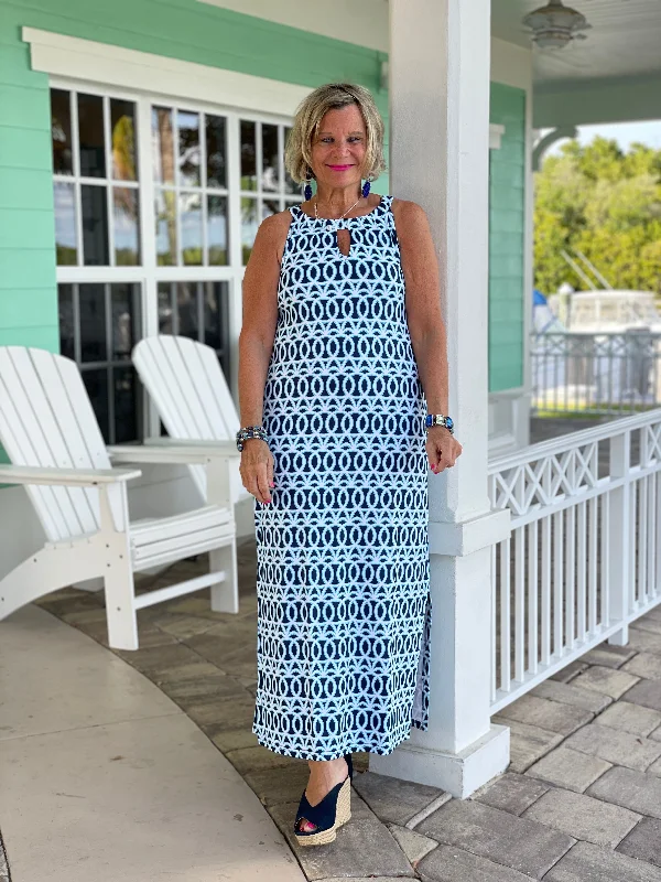 MELINA BLUE KEYHOLE MAXI