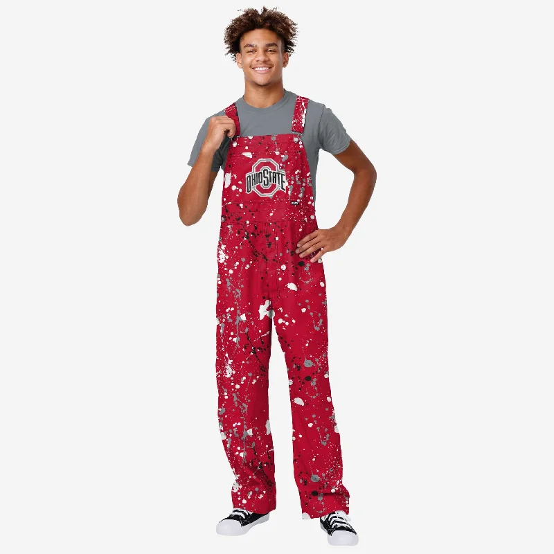 Ohio State Buckeyes Mens Paint Splatter Bib Overalls