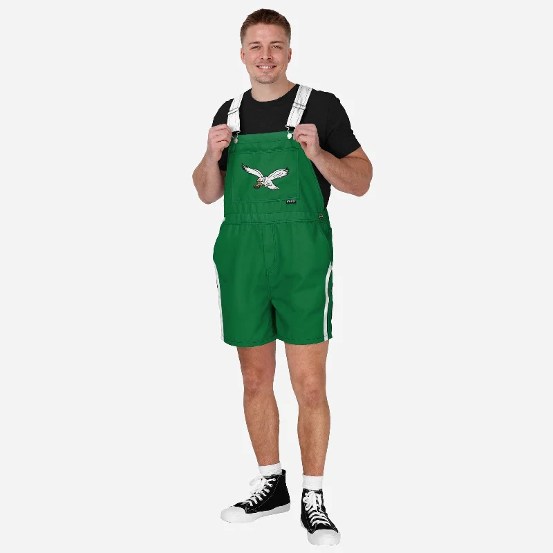 Philadelphia Eagles Mens Kelly Green Team Stripe Bib Shortalls