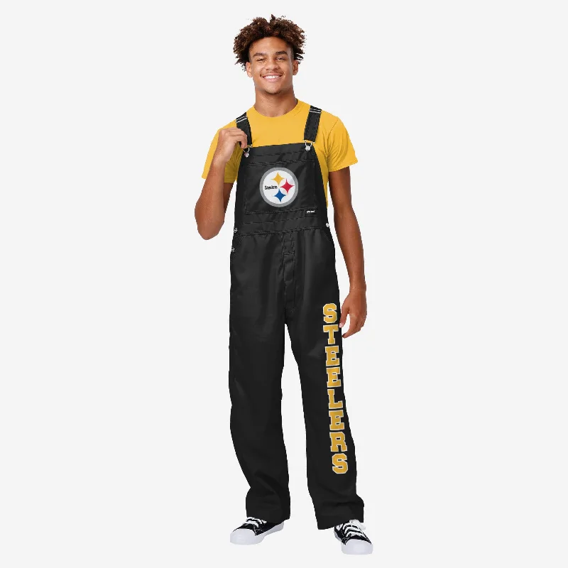 Pittsburgh Steelers Mens Solid Wordmark Bib Overalls