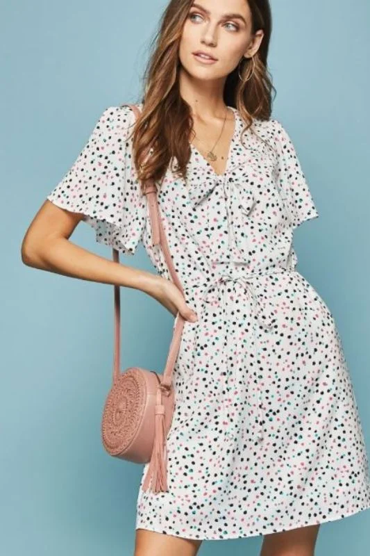 Andree by Unit Polka Dot Dress - Ivory Multi