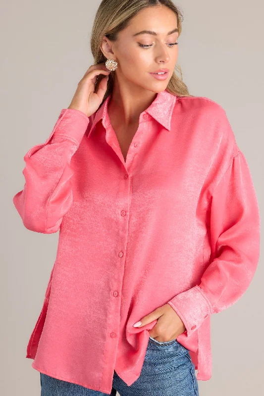 Read All About It Pink Button Front Top