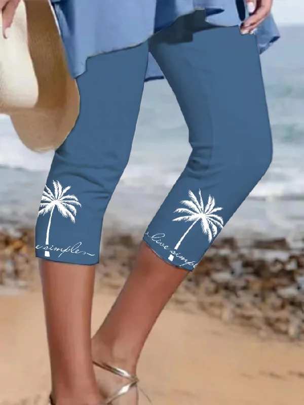 Buy 3 Get 10% OffResort Style Coconut Tree Midi Leggings