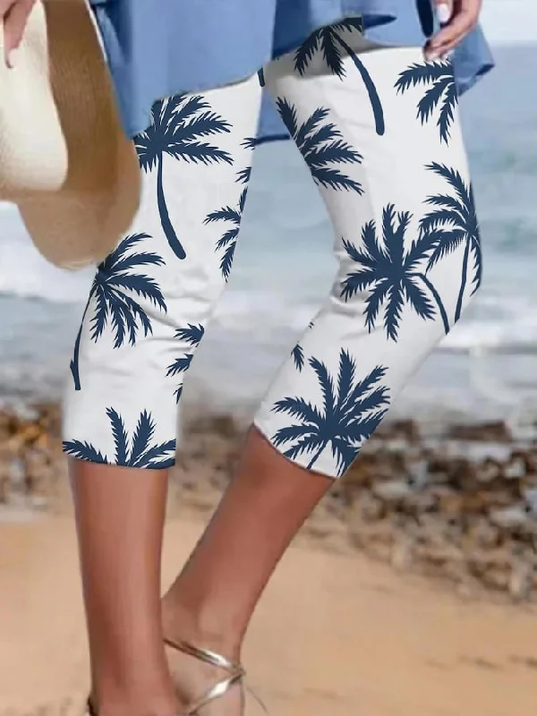 Buy 3 Get 10% OffResort Style Coconut Tree Midi Leggings