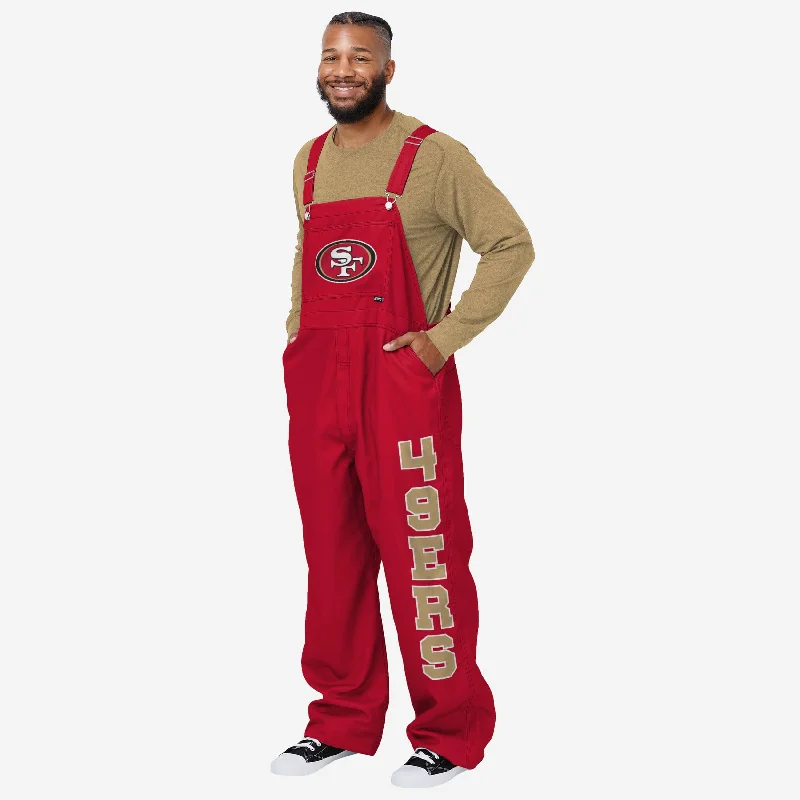 San Francisco 49ers Mens Solid Wordmark Bib Overalls