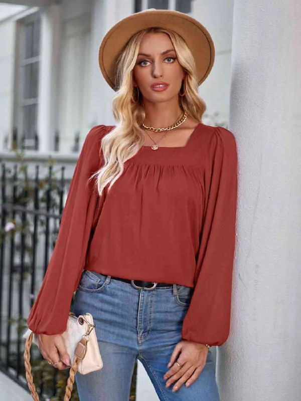 Puff Sleeve Square Neck Top