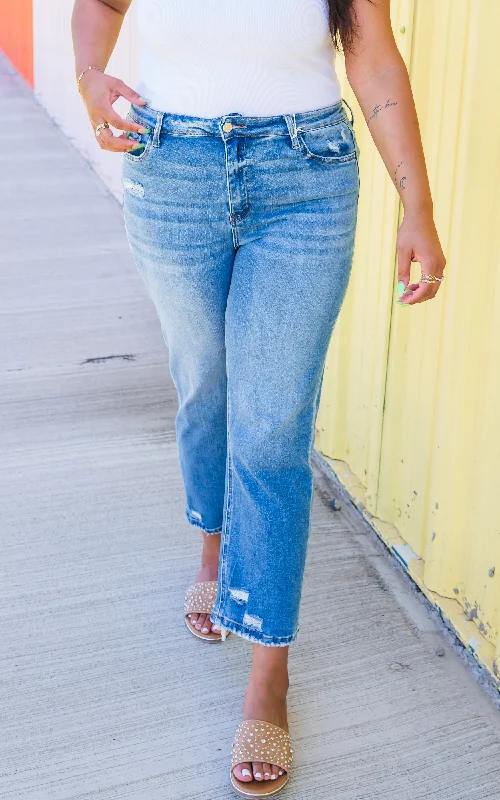 The Emma High Rise Slim Straight Denim Jeans | Lovervet by Vervet