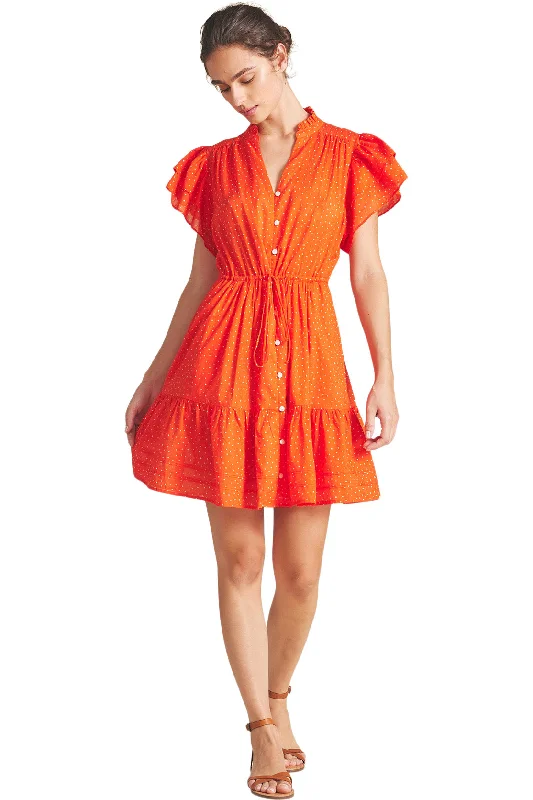 Trovata Birds of Paradis Iris Dress in Tomato Dot