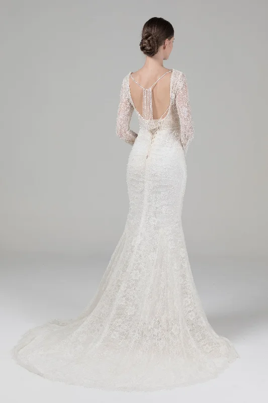 Trumpet-Mermaid Court Train Lace Wedding Dress CW2579